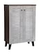 GALAXY DESIGN Wooden Shoe Cabinet with 2 Doors, 4-Tier Storage Shoe Organizer, Malaysian Design, Shoe Rack for Hallway and Living Room, Grey Brown