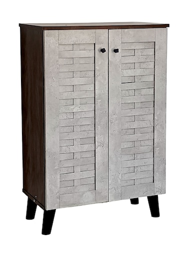 GALAXY DESIGN Wooden Shoe Cabinet with 2 Doors, 4-Tier Storage Shoe Organizer, Malaysian Design, Shoe Rack for Hallway and Living Room, Grey Brown