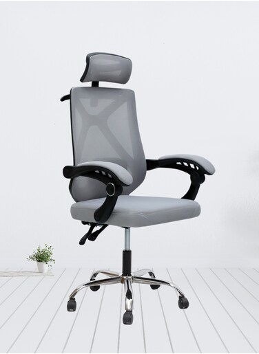 Galaxy Design Ergonomic Executive Office Chair, Office Chair Computer Chairs Home Office Chair Wide Seat With Large Headrest Modern Desk Chair Lumbar Support Mesh Chair K-8466 Light Grey