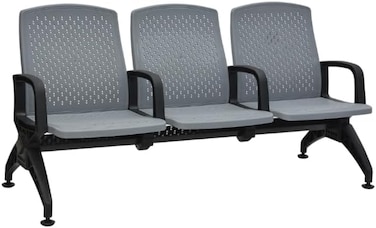 Galaxy Design 3 Seat Airport Waiting Chair Office Clinic Bench Salon Reception Room Chair (Grey/Black)