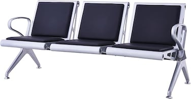 Galaxy Design 3 Seater Airport Chair With Cushion-BLACK MAF-7083