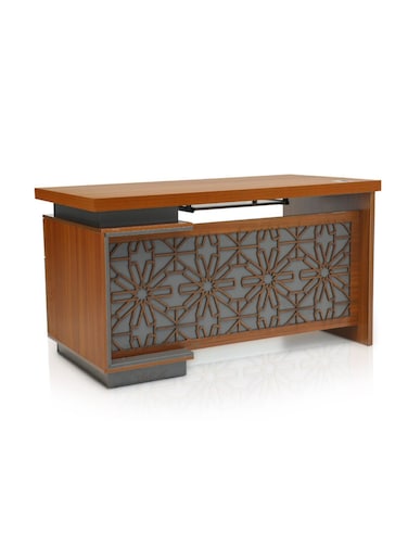 Galaxy Design Modern Wooden Executive Office Desk with Key Locker Drawer - Walnut Gr, 140 Cm Length