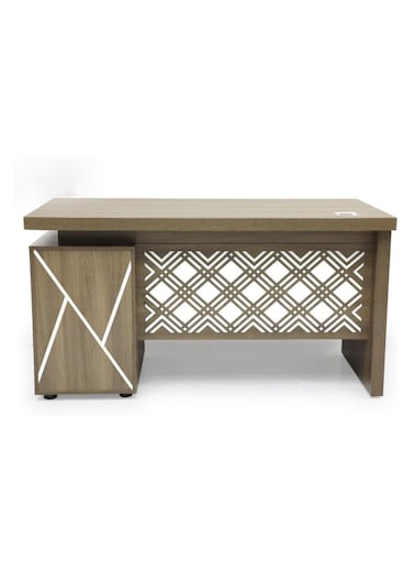 Galaxy Design Wooden Executive Office Desk with 3-Drawers, Modern Home Office Melamine Desk Corner Computer Workstation Table Color Coffee 120cm