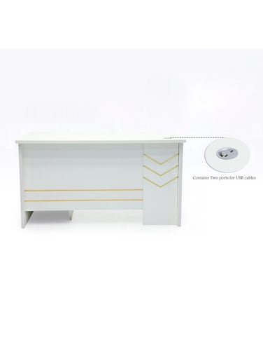 Galaxy Design Exclusive Collection of Ultra-Modern Wooden Executive Desks with Locker Drawers &ndash; White, 140cm