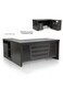Galaxy Design Modern Wooden L-Shaped Executive Desk with Locker, Drawer, and Door Walnut Grey160 Cm