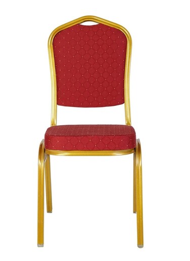 Galaxy Design Crown Back Stacking Banquet Chair In Red Fabric For Weddings Banquets Ceremony Hotel Dining Parties