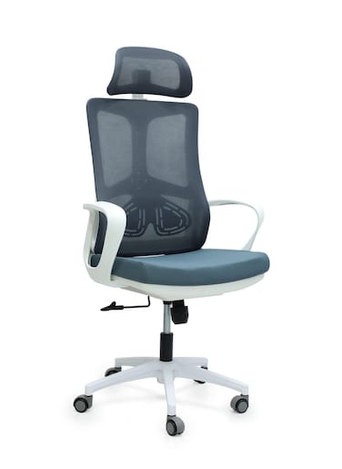 Galaxy Design Ergonomic Mesh Office Desk Chair with Headrest and Lumbar Support Comfortable High Color White PP &amp; Grey 7006