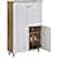 GALAXY DESIGN Plank Bei 4-Door Engineered Wood Shoe Rack with Wooden Legs (Walnut and White, Matte Finish)