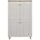 GALAXY DESIGN Plank Bei 4-Door Engineered Wood Shoe Rack with Wooden Legs (Walnut and White, Matte Finish)