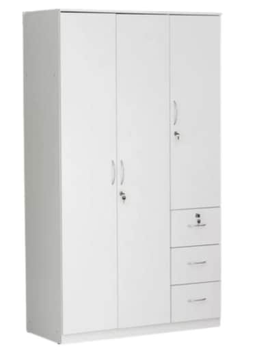 GALAXY DESIGN 3 Door Wooden Wardrobe Cabinet Cupboard Engineered Wood Perfect Modern Stylish Heavy Duty Color White