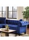 Galaxy Design Wooden Twist Chesterfield Luxurious Velvet Symmetrical Corner Sectional With Table And Cushions (Blue)