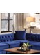 Galaxy Design Wooden Twist Chesterfield Luxurious Velvet Symmetrical Corner Sectional With Table And Cushions (Blue)