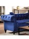Galaxy Design Wooden Twist Chesterfield Luxurious Velvet Symmetrical Corner Sectional With Table And Cushions (Blue)