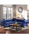 Galaxy Design Wooden Twist Chesterfield Luxurious Velvet Symmetrical Corner Sectional With Table And Cushions (Blue)