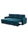 Galaxy Design 3 Seater Diwan Sofa Bed With Cushions L-Shaped Storage Space, Convertible Living Room Furniture Blue