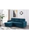 Galaxy Design 3 Seater Diwan Sofa Bed With Cushions L-Shaped Storage Space, Convertible Living Room Furniture Blue
