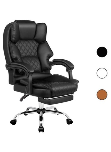 Galaxy Design Executive Office Gaming Chair PU Leather 360&deg; Swivel, Diamond Pattern Stitching High Back With Tilt Lock Mechanism, Soft Foam &amp; Well Padded Backrest With Lumbar Support (BLACK)