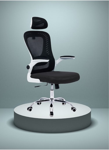Galaxy Design Ergonomic Mesh Office Desk Chair with Headrest and Lumbar Support Comfortable High Color White &amp; Back