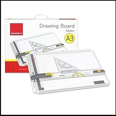 Isomars Drawing Board - Matix A3 Stable Board made of Rigid plastic Compass plotting scale. Graduation with markings for format and paper margin