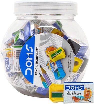 DOMS Non-Toxic Multicoloured Pencil Sharpener Jar Pack (Pack of 50)