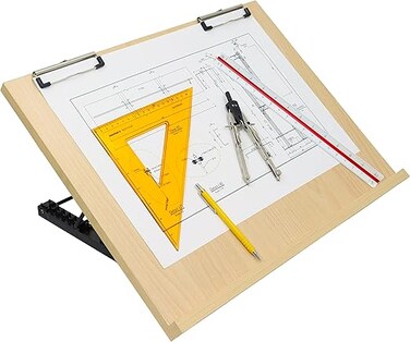 Isomars Drawing Board - Table Model Foldable Board with Clips - Drawing &amp; Drafting Board (A2 (18.5 x 25.5 inches))