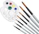 Isomars Drawing Brush Set for Painting Round Set of 7 with Colour Palette- White