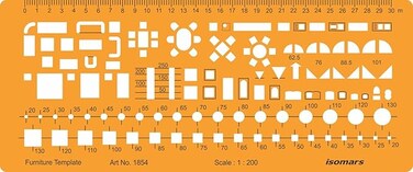 Isomars 1:200 Scale Architectural Drawing Template Stencil