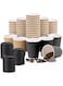 Ay Cabron&trade; Pack 12oz 8oz 4oz   Insulated Ripple Triple Wall Paper With/Without Black/White Lids   Black/Brown To Go Premium Disposable Coffee Cups (BLACK WLIDS, 8oz   10 PIECES)