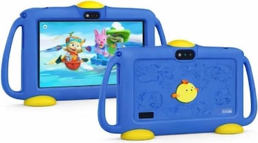 P600 Tablet 7 Inch HD Display, 6GB RAM, 128GB Storage, WiFi, Dual Camera, 3000mAh Battery, Shockproof Protective Case, Expandable Storage, Blue