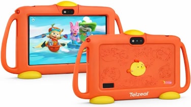 P600 Tablet 7 Inch HD Display, 6GB RAM, 128GB Storage, WiFi, Dual Camera, 3000mAh Battery, Shockproof Protective Case, Expandable Storage, Orange