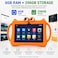 P604 7 Inch Android 13 Tablet, 6GB RAM, 256GB Storage, 1024&times;600 HD Display, 3000mAh Battery, 5G WiFi, Dual Camera, Protective Case with Handle, Orange.