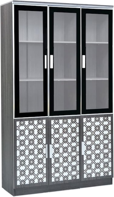 Galaxy Design Modern Wooden File Cabinet 6 Door,Glass Door Cabinet Walnut Color