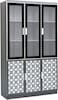 Galaxy Design Modern Wooden File Cabinet 6 Door,Glass Door Cabinet Walnut Color