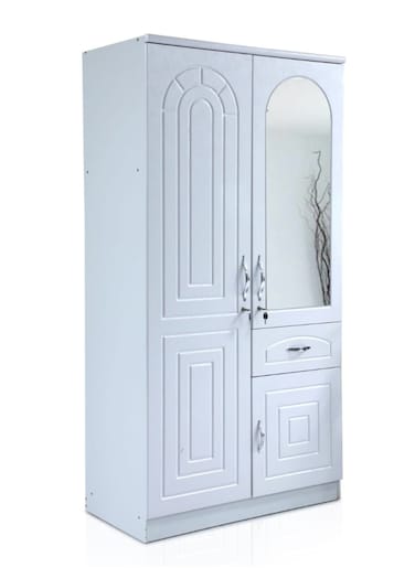 Galaxy Design Best 2-Door Wooden Wardrobe Cabinet Cupboard Engineered Wood With1 Drawer Perfect Modern Stylish Heavy Duty Color White 8828