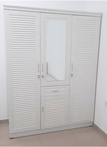 Galaxy Design Modern 3 Door Wooden Wardrobe Cabinet Cupboard Engineered Wood Perfect Design With Mirror Color - White