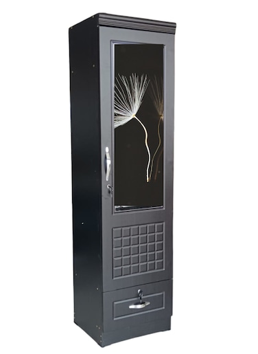 Galaxy Design 1 Door Wooden Wardrobe Cabinet Cupboard With Mirror and Drawer Lock Keys Includes Cloth Hanger Size 190x51x53 Cm Wenge-8711