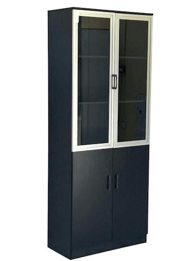 Galaxy Design Modern 2 Door Wooden File Cabinet &amp; Book Shelf Glass