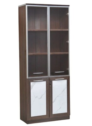 Galaxy Design Modern Wooden File Cabinet 6 Door,Glass Door Cabinet Walnut Color