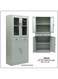 Galaxy Design Modern 4 Doors Upper Glass,Two Lockable Center Drawers and Two Lower Doors Steel wardrobe, Cabinet For Living Room, Kitchen,Office, and School Color Grey FC-20