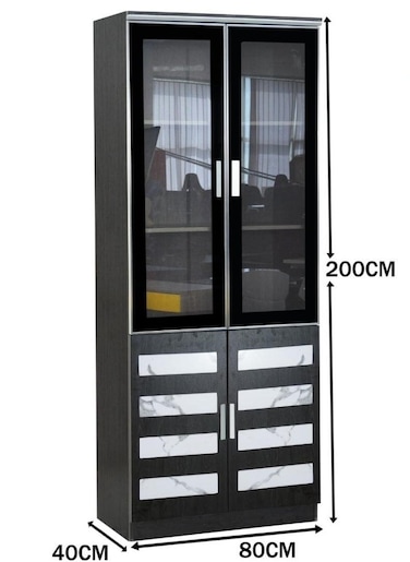 Galaxy Design Modern 4 Door File Cabinet With Glass Door
