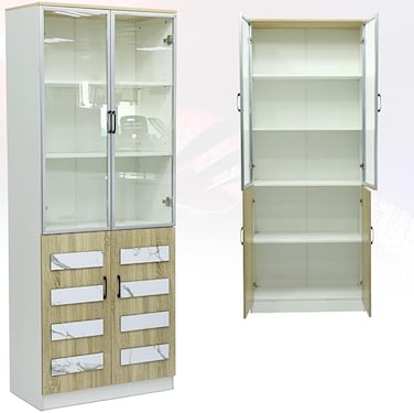 Galaxy Design 2 door glass Book Shelf Wooden Bookcase File Rack Storage for Home, Office, School, Library, Study Room, Living Room, Bedroom,Standing Cabinet Home