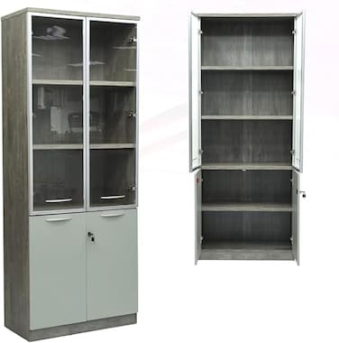 Galaxy Design 2 door glass Book Shelf Wooden Bookcase File Rack Storage for Home, Office, School, Library, Study Room, Living Room, Bedroom,Standing Cabinet Home