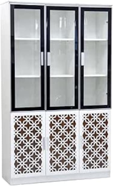 Galaxy Design Modern Wooden File Cabinet 6 Door,Glass Door Cabinet White Color