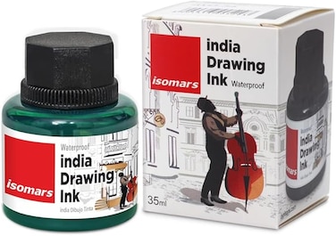 Isomars India Waterproof Drawing Ink Green - 35ml Non-Toxic Multi-Purpose