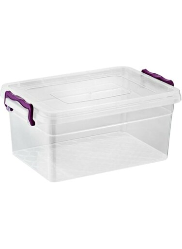 SAQOWARE - 2 Pcs Clear Plastic Storage Boxes with Locking Lids 10 Liter   Stackable &amp; Durable Containers for Home, Office, Garage   Transparent Box Toys, Kitchen Items, Snacks, Tools, Medicine