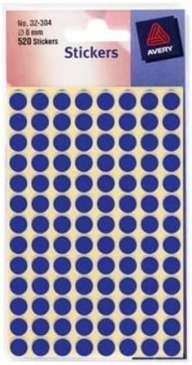 Avery Colour-coding Labels, Blue Dot Stickers, Diameter 8mm, 560 Stickers, 32-304