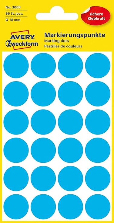 Avery Zweckform 3004 Coding Dots (96 &ndash; 18 mm Diameter) blue blue