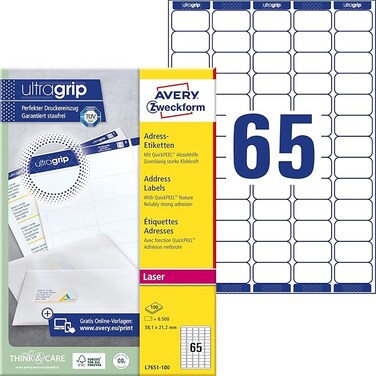 Avery Zweckform L7651-100 Mini Labels 38.1 x 21.2 mm for Pricing Pack of 100 Sheets