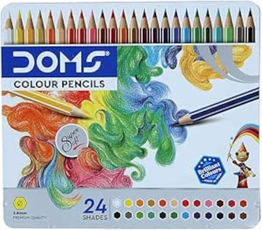 Doms Supersoft Non-Toxic Colour Pencil Set in Flat Tin Box (24 Assorted Shades x 2 Set), Multicolor (DM7206P2)
