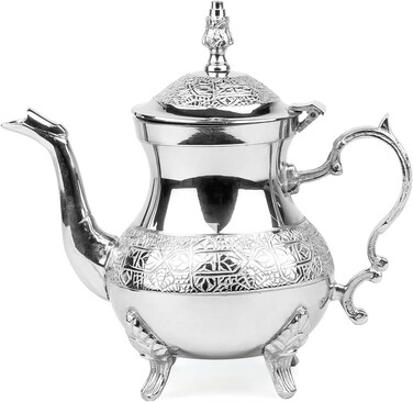 Cuisine Art Moroccan Brass Teapot - Zwin, 700ml, Silver